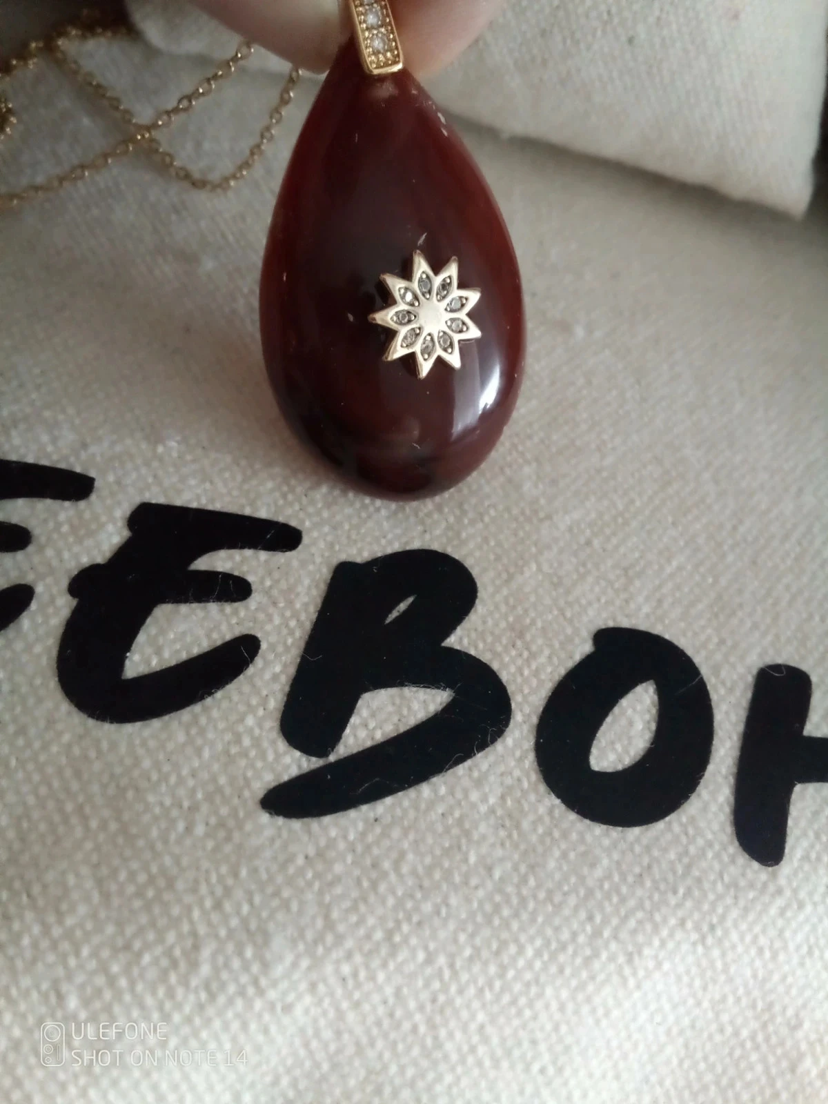 Collier cornaline pierre naturelle avec étoile zirconée – photo 2